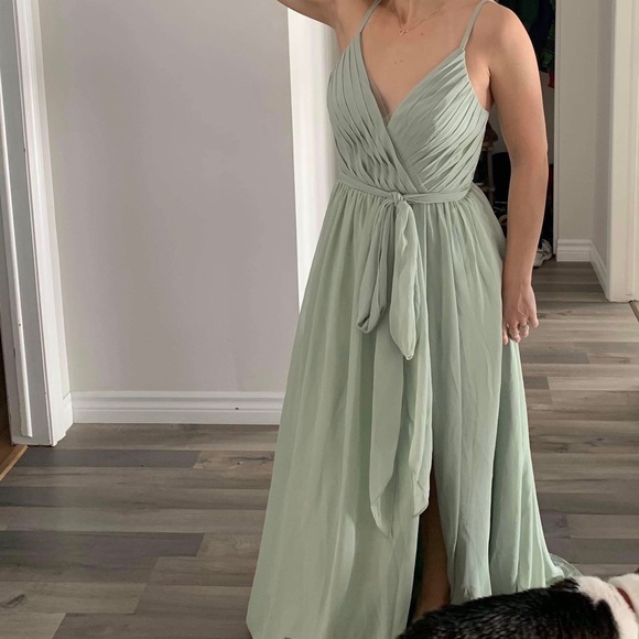 Azazie Gracie Sage green bridesmaid dress size 4. New with tag. - Picture 2 of 4